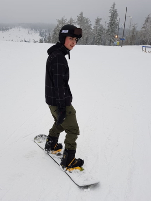 Picture of me, but on a snowboard